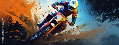 Vibrant royal blue and orange grunge textures for poster and web banner design, perfect for extreme, sportswear, racing, cycling, football, motocross