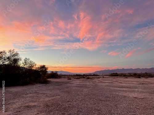 Panoramic view of the wonderful sunset in Death Valley, California United States of America,