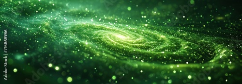 green swirls surrounded by other green particles