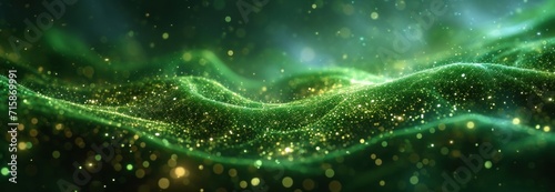 green swirls surrounded by other green particles