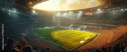 people are watching soccer in a stadium