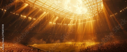 fans at soccer stadium in the evening