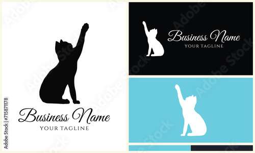 vector cat silhouette logo template