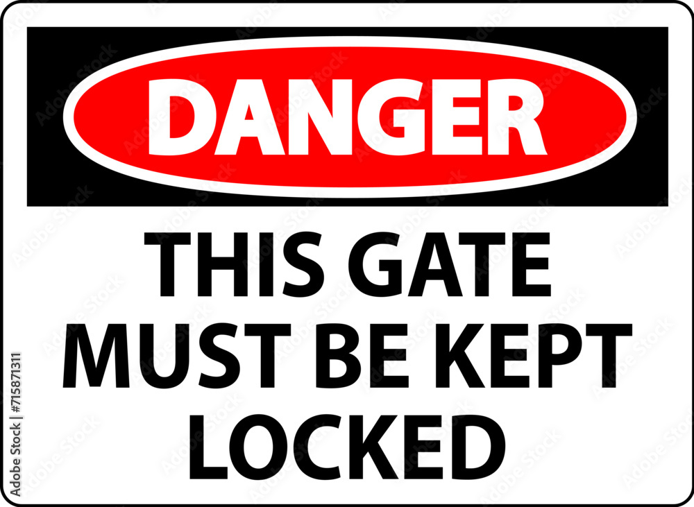 Danger Sign, Gate Must Be Kept Locked