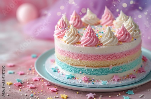 large colorful birthday cake front page background