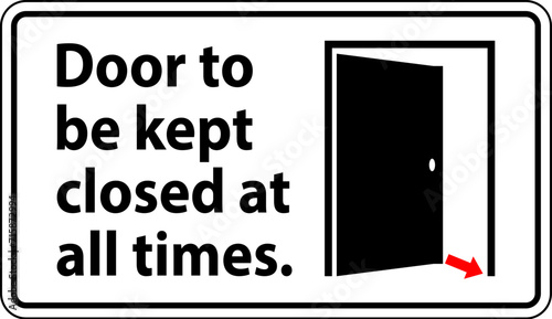 Notice Sign, Door To Be Kept Closed At All Times