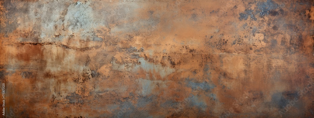 Rusty steel background. Vintage old antique metal material texture surface grunge damaged in copper