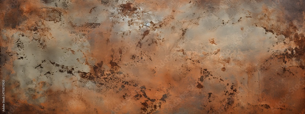 Obraz premium Rusty steel background. Vintage old antique metal material texture surface grunge damaged in copper