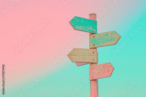 an arrow on a post pointing to different destinations