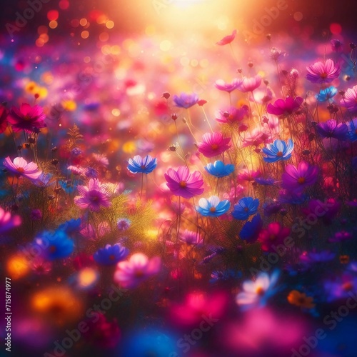 a field of wildflowers into a magical realm by capturing the vibrant colors