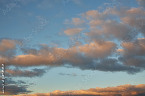 Sunset sky, clouds painted in bright colors over Kyiv