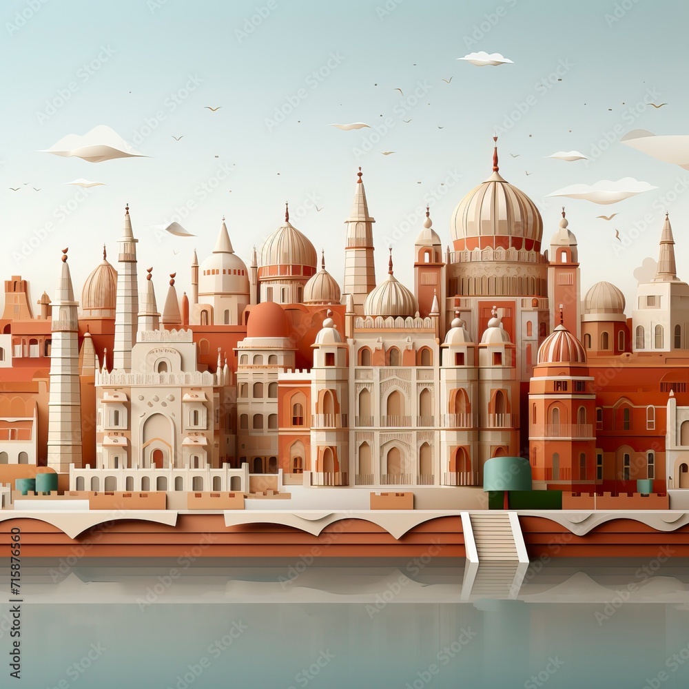 Happy republic day wallpaper of detailed architecture ,illustration, Indian Republic Day, Indian Independence day