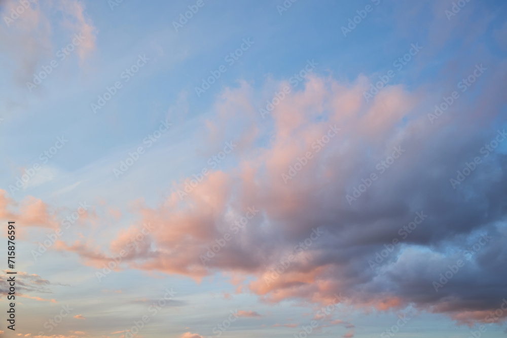 Fototapeta premium Sunset sky, clouds painted in bright colors over Kyiv