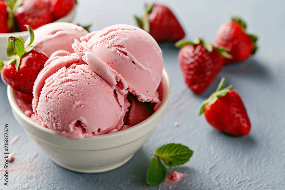Strawberry Ice Cream with Strawberry Background Strawberry Ice Cream with Strawberry Background