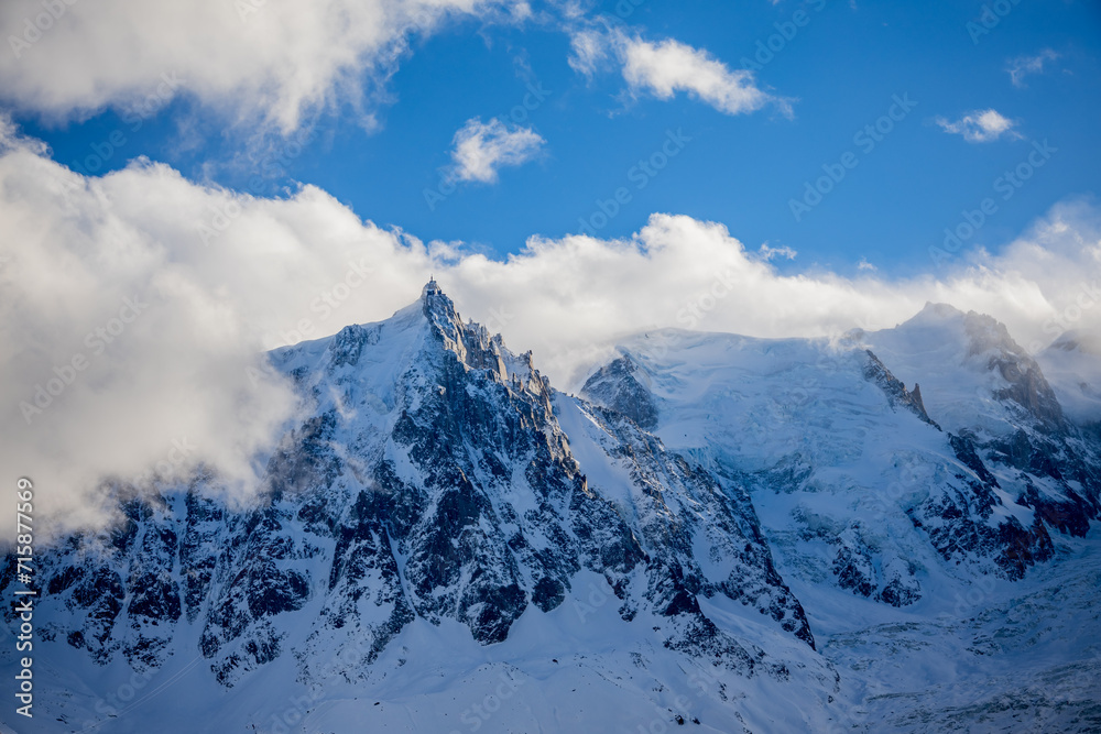 Vue sur l'aiguille du midi et le Mont-Blanc depuis le Planpraz