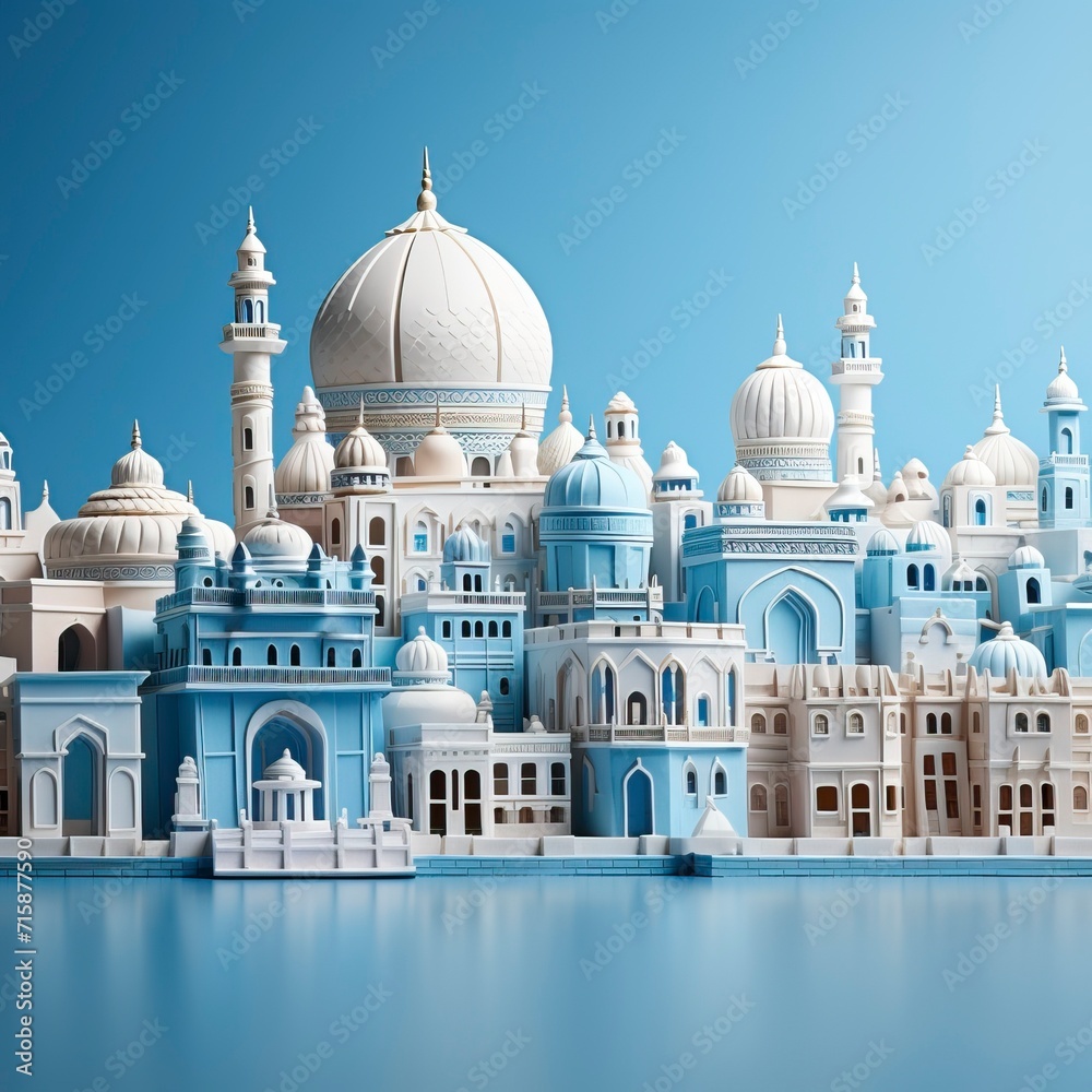 Obraz premium Happy republic day with the national flag and buildings ,illustration, Indian Republic Day, Indian Independence day