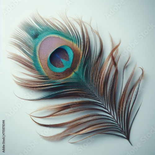 peacock feather isolated on white