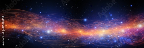 Dynamic particle data visualization in abstract space background with astronomical theme