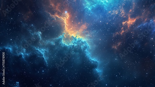 A abstract background with a cosmic theme  featuring nebulae and star clusters