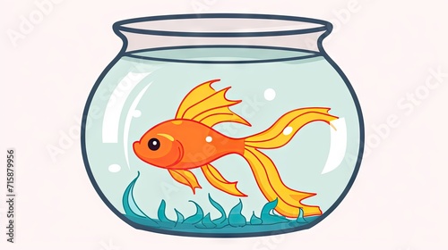 eye-catching silhouette illustration of a goldfish  an aquarium fish  in colorful cartoon flat design  isolated on a white background