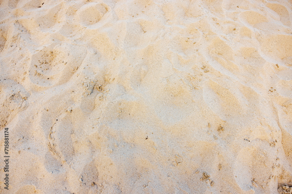 Close-up view of footprints in the sand on Miami Beach.