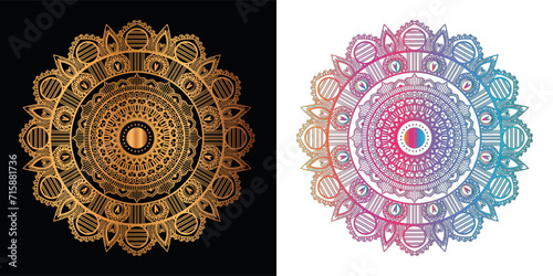 Ethnic decorative element luxury golden mandala design