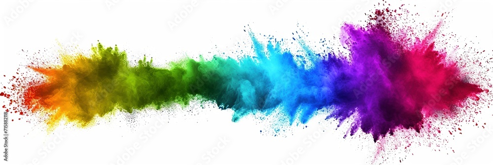 Spectrum Explosion: Explosion of Rainbow Hues Isolated on a White Background