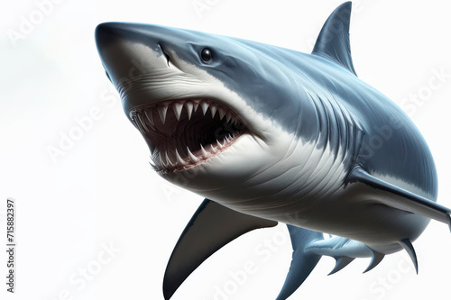 Mako Shark isolated on solid white background. ai generative