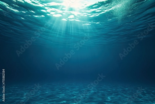 Abyssal Depths: View of Dark Blue Ocean Surface from Underwater