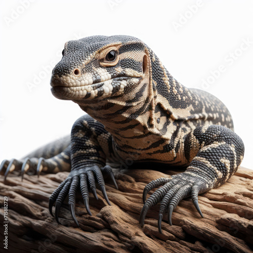 Monitor lizard isolated on solid white background. ai generative