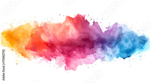 Colorful watercolor stain isolated on a white background, ideal for art projects and design purposes. photo