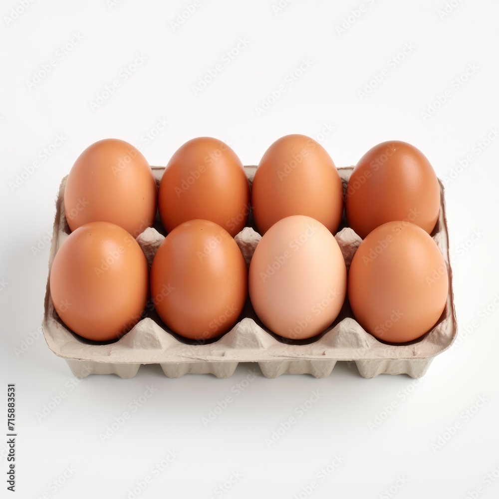 Eggs in a carton box on a white background. Eggs in a carton box on a white background.