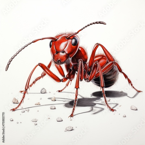 Pencil sketch australia poisonous red ants images Generative AI