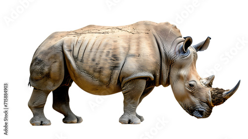 Rhinoceros Standing With Head Down in Its Natural Habitat