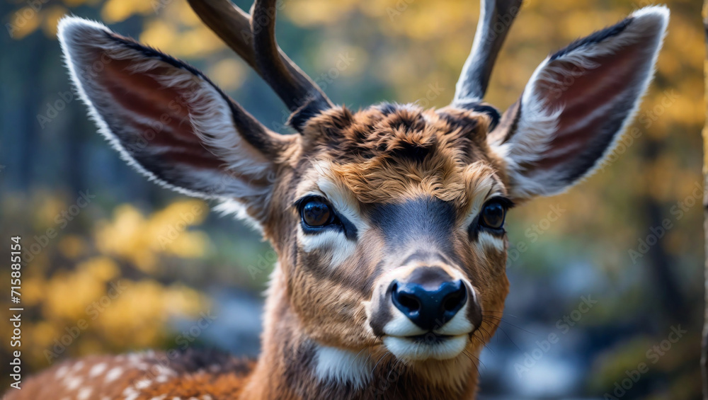 realistic close up of a deer in the forest very beautiful 