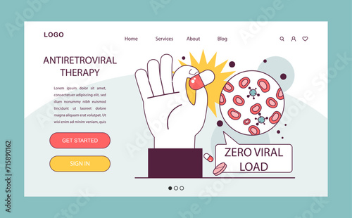 World AiDs day web banner or landing page. Undetectable or zero viral load. HIV, immunodeficiency virus treatment therapy. Dangerous disease awareness. Flat vector illustration