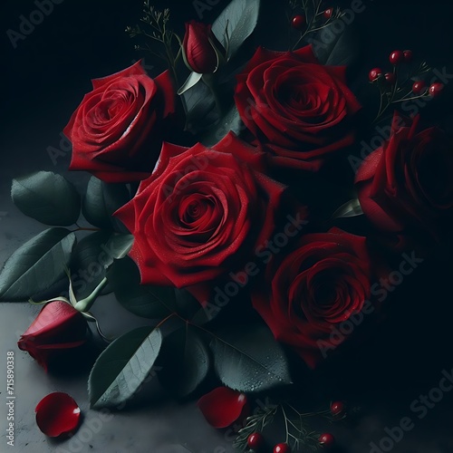 valentine day special vibrant collection of red roses petal as inspiration to create captivating visuals generative AI