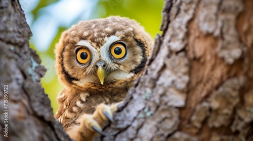great horned owl in tree ai generated © mudasir
