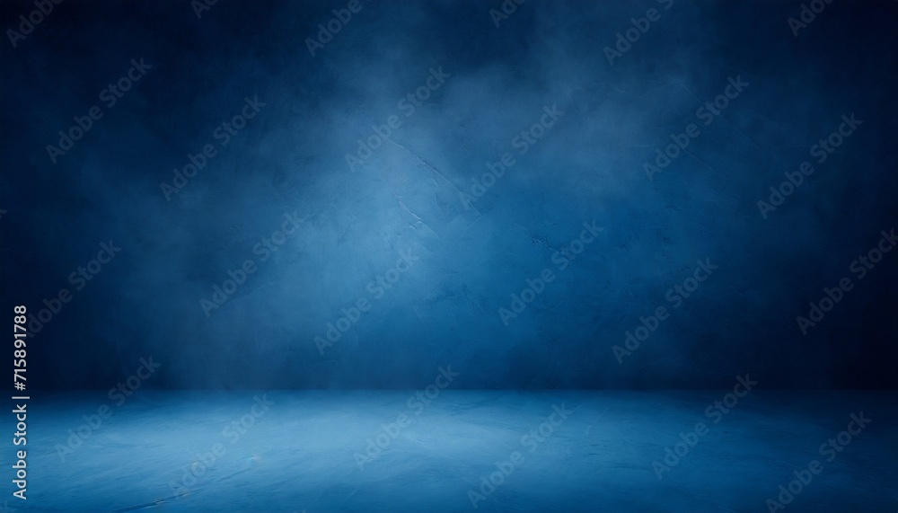 empty dark blue abstract cement wall and studio room with smoke float up the interior texture for display products wall background - obrazy, fototapety, plakaty 