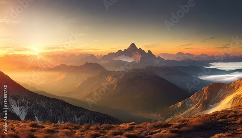 sunrise over the mountains photo