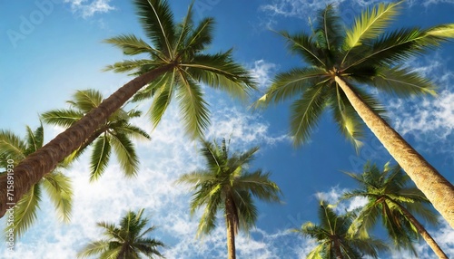 tropical palm trees and blue sky © William