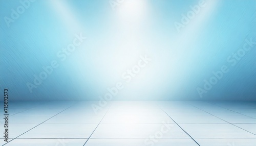 perspective floor backdrop blue room studio with light blue gradient spotlight backdrop background for display your product or artwork photo