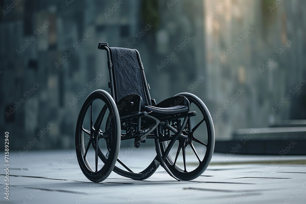 versatility of a minimalist wheelchair, showcasing its sleek design and functionality, promoting the integration of inclusive and stylish mobility aids in a minimalistic photo