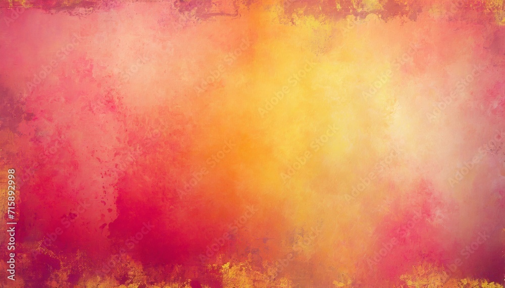 old background with vintage texture in red pink yellow and orange abstract paint design with grunge and color splash border