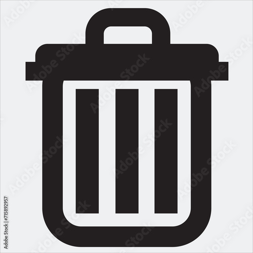 Trash bin icon, Delete button, Delete icon, dustbin icon, recycle bin symbol, black color EPS Vector