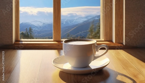 cup of coffee near window