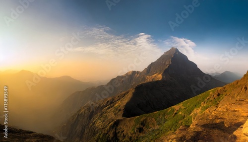 meesapulimala peak in west ghats at sunrise photo