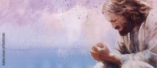Foto Jesus Prayer. Watercolor