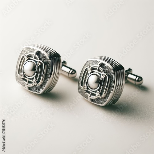 silver cufflinks for suit on white