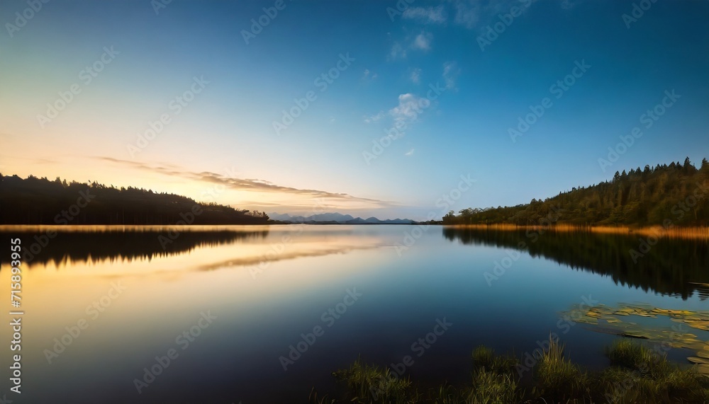 serene view of calm lake at twilight